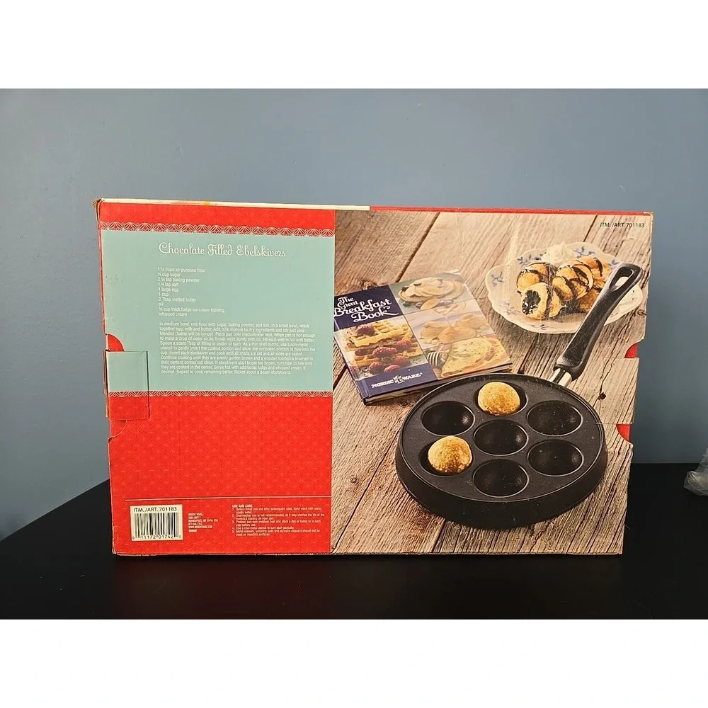 NEW Nordic Ware Filled Pancake Pan Ebelskiver Cast Aluminum Make Filled‎ Pancake